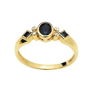Black Sapphire and Diamond Gold Ring