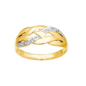 Diamond Gold Ring - Braid
