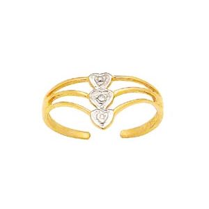 Diamond Gold Toe Ring - Heart