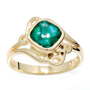 Emerald Gold Ring - Buff Top