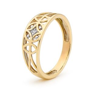 Diamond Gold Ring - Circles and Petals
