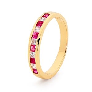 Ruby and Diamond Gold Ring - Eternity Ring Band
