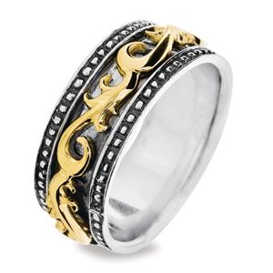 Silver and Gold Ring - Spinner Size P
