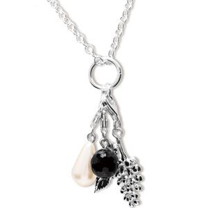 Pearl Silver Pendant - Black Bead Grapes and Pearl