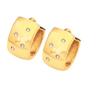 Diamond Gold Earrings - Huggie