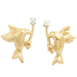 Diamond Gold Earrings - Dove