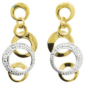 Diamond Gold Earrings - Circles
