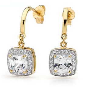 Cubic Zirconia CZ Gold Earrings