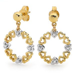 Diamond Gold Earrings - Heart Circle of Life