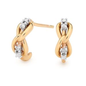 Diamond Gold Earrings - Celtic Knot