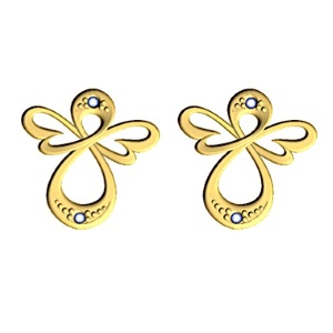 Diamond Gold Earrings - Angels
