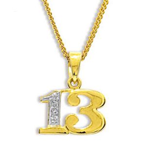 Diamond Gold Pendant - 13 Number Pendant