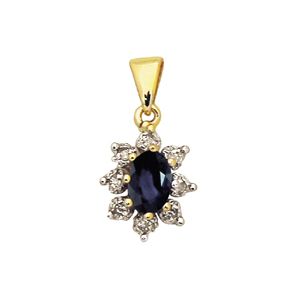 Black Sapphire and Diamond Gold Pendant - Cluster