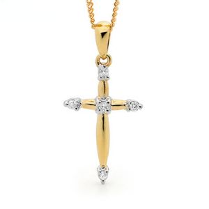 Diamond Gold Pendant - Cross TDW 0.05 Carat