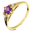 Amethyst and Cubic Zirconia CZ Gold Ring