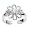 Cubic Zirconia CZ Silver Toe Ring - Flower