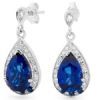 Sapphire and Cubic Zirconia CZ Silver Earrings
