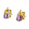 Amethyst and Diamond Gold Earrings - Leaf