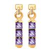 Amethyst Gold Earrings - Three Stone