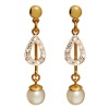 Pearl and Diamond Gold Earrings - Drop