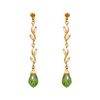Olive Cubic Zirconia CZ Gold Earrings - Floral