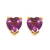 Amethyst Gold Earrings - Heart Stud