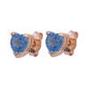 Blue Topaz Gold Earrings - Heart Stud
