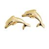 Gold Earrings - Dolphin Leaping