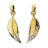 Diamond Gold Earrings - Feather