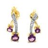 Amethyst and Diamond Gold Earrings - Cherries