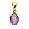 Amethyst Gold Pendant - Oval 7x5mm