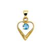 Blue Topaz Gold Pendant - Heart Filigree