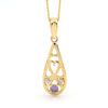 Amethyst and Diamond Gold Pendant - Filigree