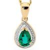 Emerald and Diamond Gold Pendant - Teardrop