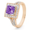 Amethyst and Cubic Zirconia CZ Rose Gold Ring